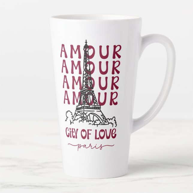 Caneca De Café Latte Paris City of Love – Eiffel Tower (Direita)
