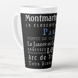 Caneca De Café Latte Paris e seus marcos
