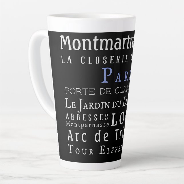 Caneca De Café Latte Paris e seus marcos (Ângulo esquerdo)
