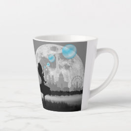Caneca De Café Latte PARIS Little Girl Fazer Blue Bubble Coffee Mug