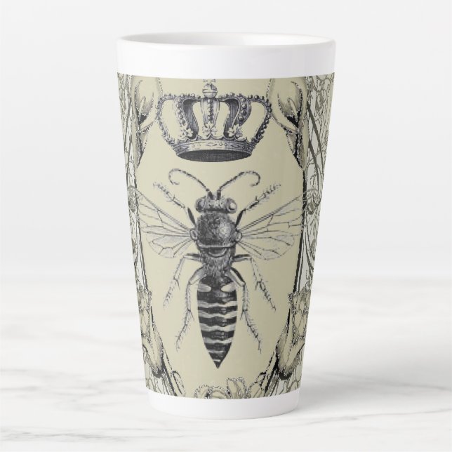 Caneca De Café Latte paris steampunk beekeeper french abelha rainha (Frente)