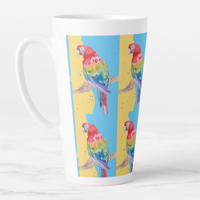 Caneca De Café Latte Parrot Pássaros Meninos Pastel Blue Mug (Esquerda)