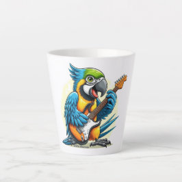 Caneca De Café Latte Parrot Rock Music