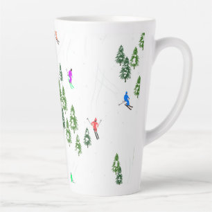 Caneca De Café Latte Partido Freeride Alpino Skiers Skiing