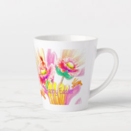 Caneca De Café Latte Páscoa Floral Latino
