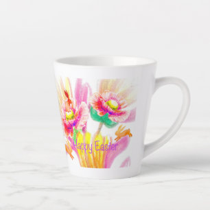 Caneca De Café Latte Páscoa Floral Latino