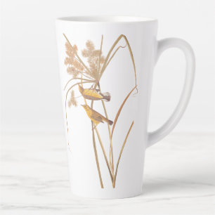 Caneca De Café Latte Pássaro Amarelo Audubon da Prairie Warbler
