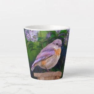 Caneca De Café Latte Pássaro-azul-do-leste na Neve - Fotografia Origina