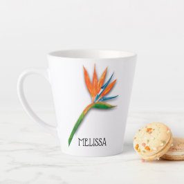 Caneca De Café Latte Pássaro da Flor Tropical do Paraíso PERSONALIZADO