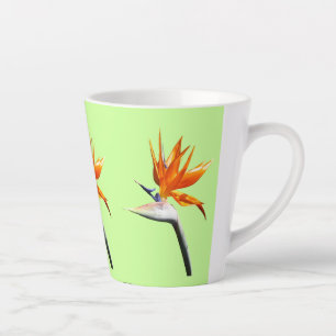 Caneca De Café Latte Pássaro da Flor Tropical Laranja do Paraíso