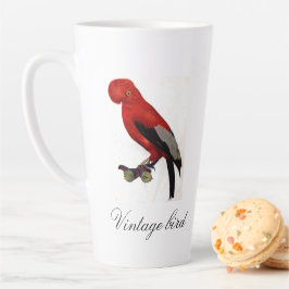 Caneca De Café Latte Pássaro e Folhagem, Coloridos, Cute Red Bright