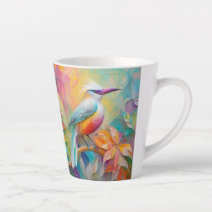 Caneca De Café Latte Pássaro Fantasia de Bico Rosa e Peito Vermelho