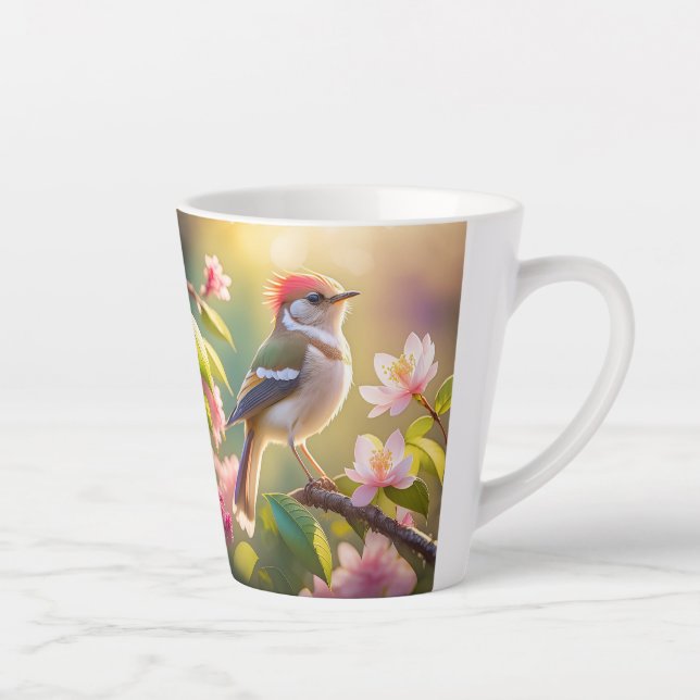 Caneca De Café Latte Pássaro Fantasia do Warblay Chested Buff (Direita)