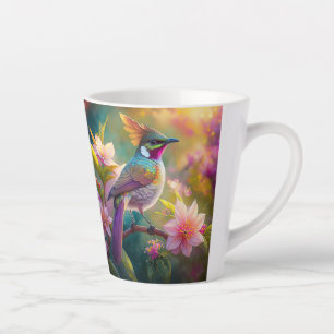 Caneca De Café Latte Pássaro Fantástico Laranja Cotoso Arco-Íris