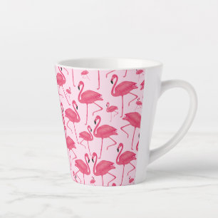 Caneca De Café Latte Pássaro Flamingo rosa Watercolor no Design rosa
