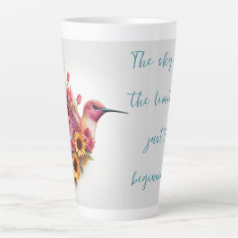 Caneca De Café Latte Pássaro Humming Personalizado voando com flores