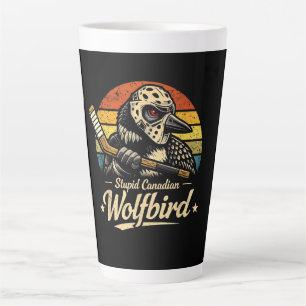 Caneca De Café Latte Passaro Lobo Canadense Estúpido
