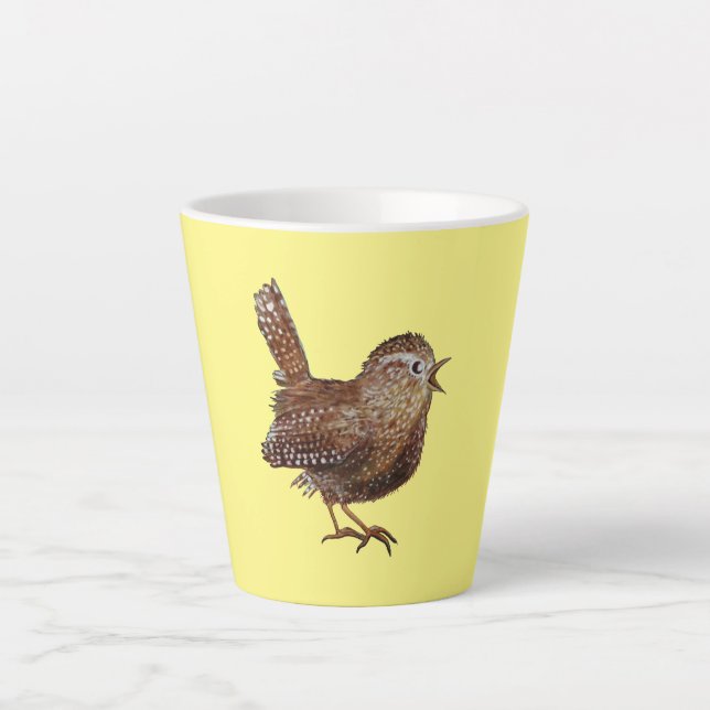Caneca De Café Latte Pássaro Wren (Troglodytes Troglodytes) (Frente)