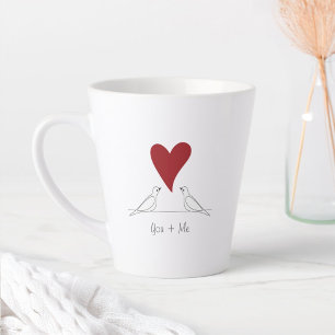 Caneca De Café Latte Pássaros Modernos Personalizados em Amor Coração V