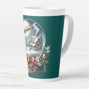 Caneca De Café Latte Passeio de Trenó do Papai Noel no Mundo Mágico da