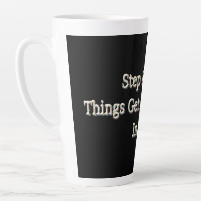 Caneca De Café Latte "Passo a Passo" Design. Comprar Agora (Esquerda)