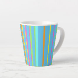 Caneca De Café Latte Pasta de Stripes Coloridas. Tampão de latas de tur