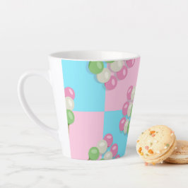 Caneca De Café Latte Pastel Azul Cor-de-Rosa Verificado Dango Latte Mug