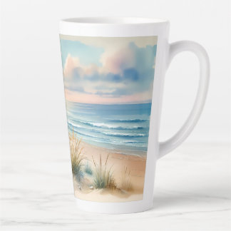 Caneca De Café Latte Pastel Coastal Dunes Watercolor