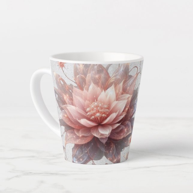 Caneca De Café Latte Pastel Floral Latte Mug – Botanical Coffee Cup Gif (Ângulo esquerdo)