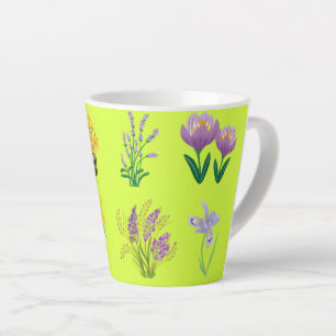 Caneca De Café Latte Pastel Green Mug com Florestas Amarelas e Púrpuras