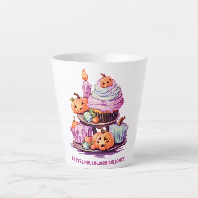 Caneca De Café Latte Pastel Halloween Delights (Frente)