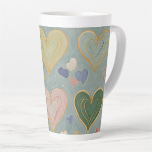 Caneca De Café Latte Pastel Heart Tapeçaria