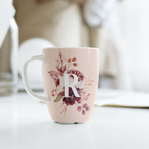 Caneca De Café Latte Pastel moderno, cor-de-rosa e vermelhos, com