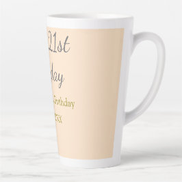 Caneca De Café Latte Pastel orange gray happy 21st birthday name date
