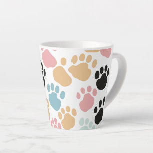 Caneca De Café Latte Patas de Animais Pastel Coloridas Divertidas