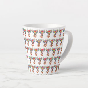 Caneca De Café Latte Paterna Flower Reindeer Natal Magic Latte Mug