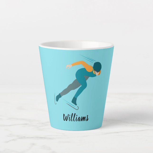 Caneca De Café Latte Patinação de velocidade (Frente)
