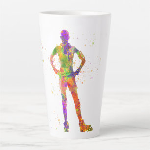 Caneca De Café Latte Patinador de aquarela