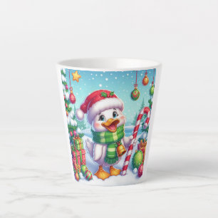 Caneca De Café Latte Pato de Natal bonito e colorido