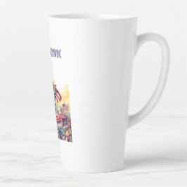 Caneca De Café Latte Patriotic Liberty Parade - Vintage 4 de julho dos 