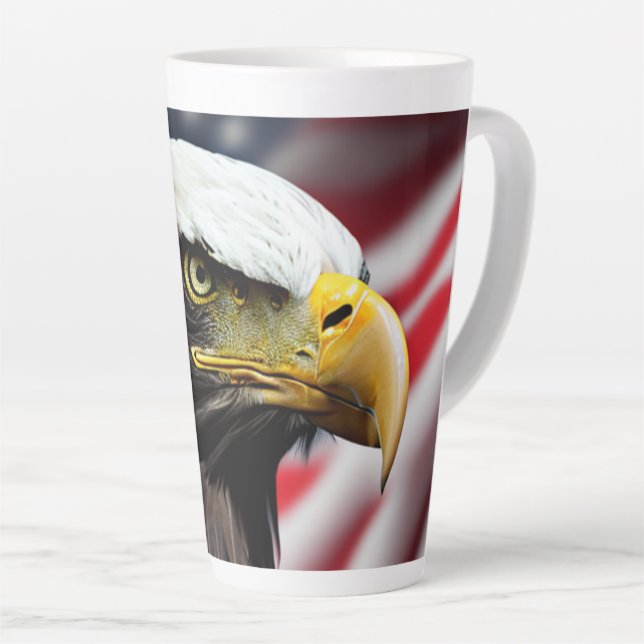 Caneca De Café Latte Patriótico/Águia/Americano/EUA (Ângulo direito)