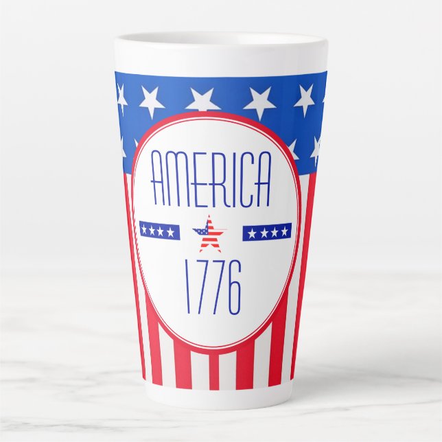 Caneca De Café Latte Patriótico Americano (Frente)
