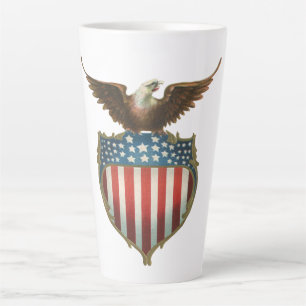 Caneca De Café Latte Patriotismo Vintage, Águia Orgulhosa sobre a Bande