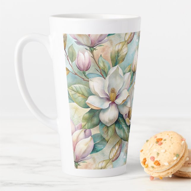 Caneca De Café Latte Pattern Elegant Magnolias (In Situ)