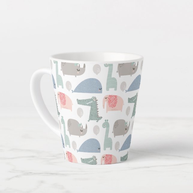 Caneca De Café Latte Patterno De Carroçaria Engraçado Com Rosto Engraça (Ângulo esquerdo)