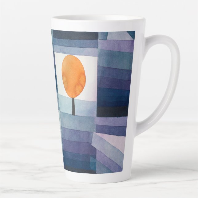 Caneca De Café Latte Paul Klee Abstrato Tree Blue Painting (Direita)