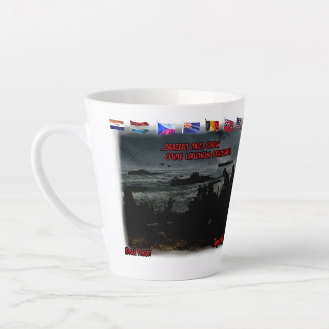 Caneca De Café Latte Paul Verlaine's Poem on a White Ceramic Coffee (Esquerda)