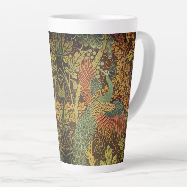 Caneca De Café Latte Pavão e geleia floral vitoriana (Ângulo direito)