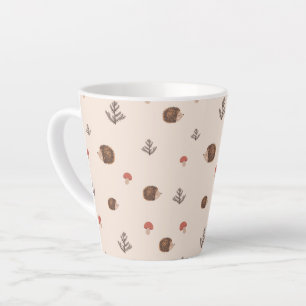 Caneca De Café Latte Pavimento e Padrões para Cogumelos