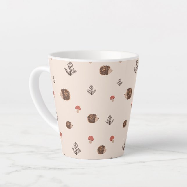 Caneca De Café Latte Pavimento e Padrões para Cogumelos (Ângulo esquerdo)